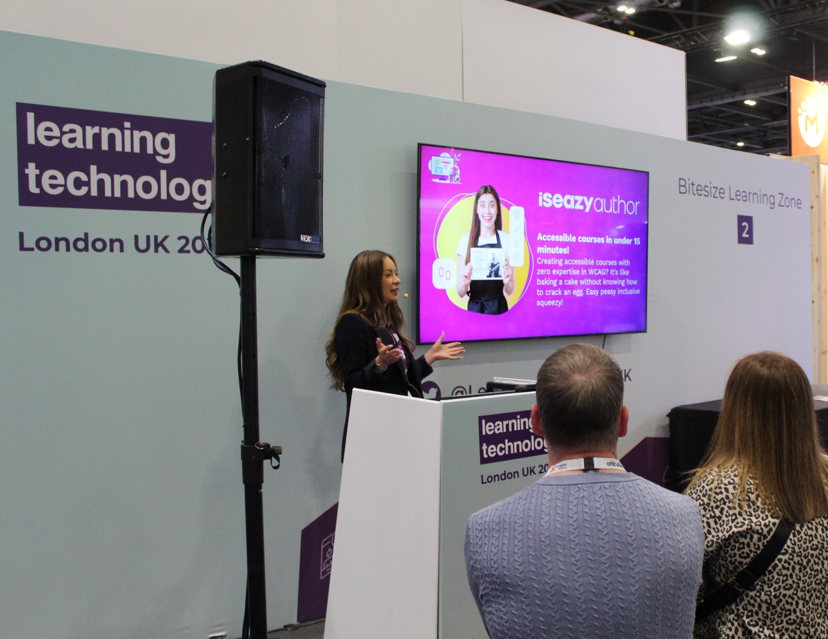 isEazy's tweet image. This crowded demo we had at @LearnTechUK by our Inside Sales Manager, Ana Apóstol!🤩The session “How to create accessible courses in 15 minutes? No skills or experience needed&quot; focused on overcoming challenges when creating #accessiblecontent. Learn more👉bit.ly/3AZdcgG