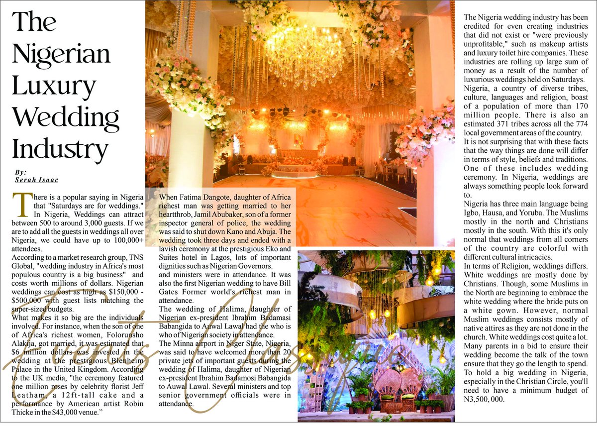 jewel_magazine's tweet photo. The Nigerian Luxury Wedding Industry

Event's Classique
"Saturday's are for weddings"

Written by @shaded_writings 

#events_classique #jewellifestyleMagazine #wedding #arewaweddings #naijaweddings #events https://t.co/MxkPLnstfV