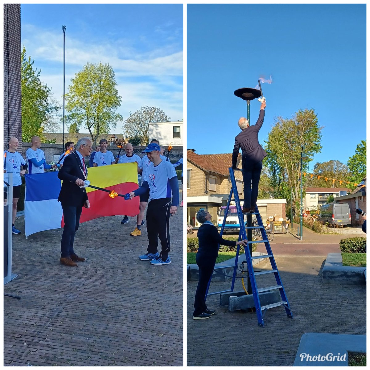 Na een lange hardloopnacht komen de Gemzen aan in  Heerde met het bevrijdingsvuur. Nu tot zonsondergang voor het raadhuis.