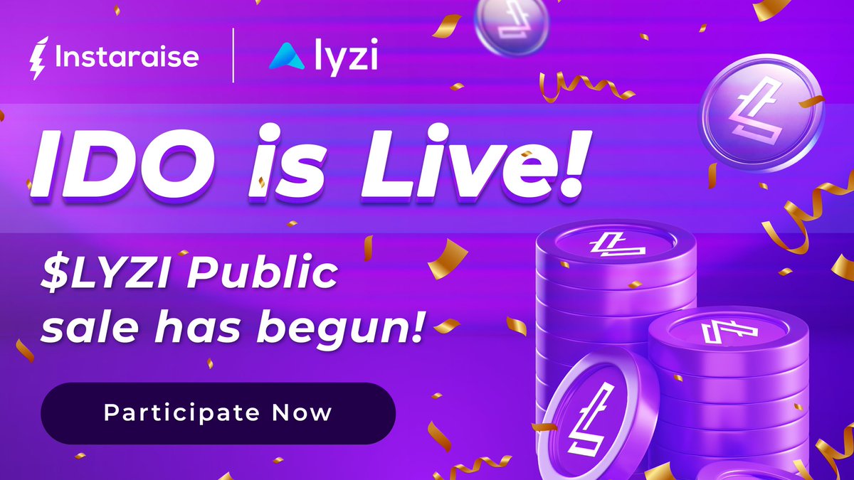 ⚡️THE MOMENT HAS ARRIVED!🤩

$LYZI token Public-sale is NOW LIVE!🚀

⭐️Participate in the IDO here➡️ instaraise.io/launchpad/IDO

Grab your $LYZI tokens before the pool runs out!⚡️

Token listing on <a href="/QuipuSwap/">QuipuSwap</a>➡️09/05/2023

#Tezos #Defi #Tokengiveaway #XTZ #IDO