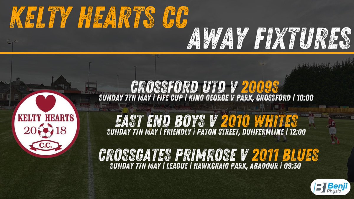 KeltyHeartsCC's tweet photo. 🇱🇻 𝐀𝐰𝐚𝐲 𝐅𝐢𝐱𝐭𝐮𝐫𝐞𝐬 🇱🇻

It’s Round 2 of the 𝐅𝐢𝐟𝐞 𝐂𝐮𝐩 🏆 for the 𝟐𝟎𝟎𝟗𝐬 on Sunday in Crossford! Elsewhere our 𝟐𝟎𝟏𝟎 𝐖𝐡𝐢𝐭𝐞𝐬 and 𝟐𝟎𝟏𝟏 𝐁𝐥𝐮𝐞𝐬 are also on the road 👇 

Good Luck all!

Sponsor: Benji Physio

#fifecup #onecommunityonclub https://t.co/OtJqv40pSN