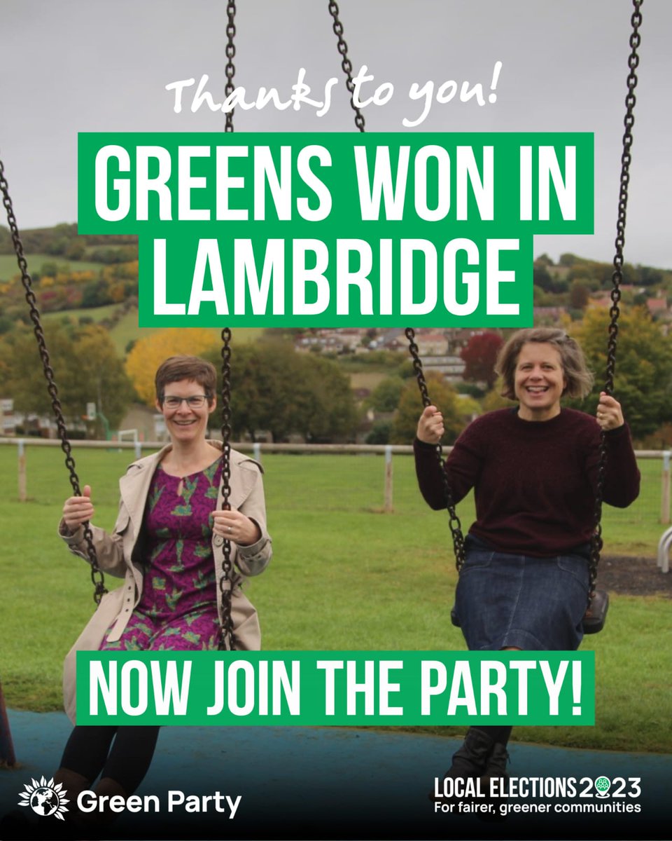 I am very pleased to be part of the <a href="/TheGreenParty/">The Green Party</a>  group on <a href="/bathnes/">Bath & North East Somerset Council</a> council and to represent Lambridge, my local community together with <a href="/clrjoannawright/">Cllr Joanna Wright</a>

Thank you to everyone who helped with our campaign and to everyone who went out to vote (52.99% turnout; 🔝 in BANES!)
1/8