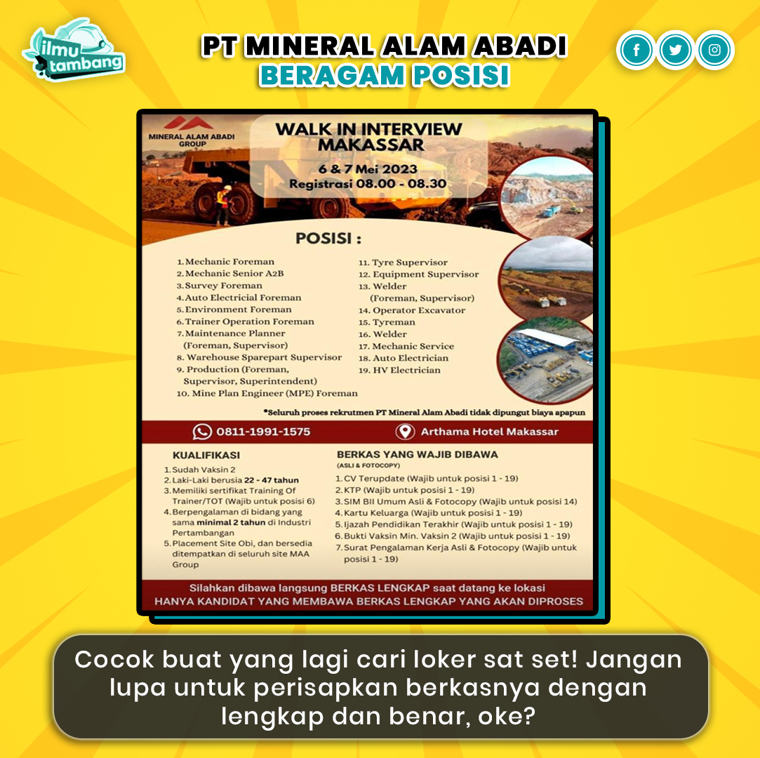 Ilmu Tambang on Twitter "Siapa yang kangen kompilasi loker tambang? 😜