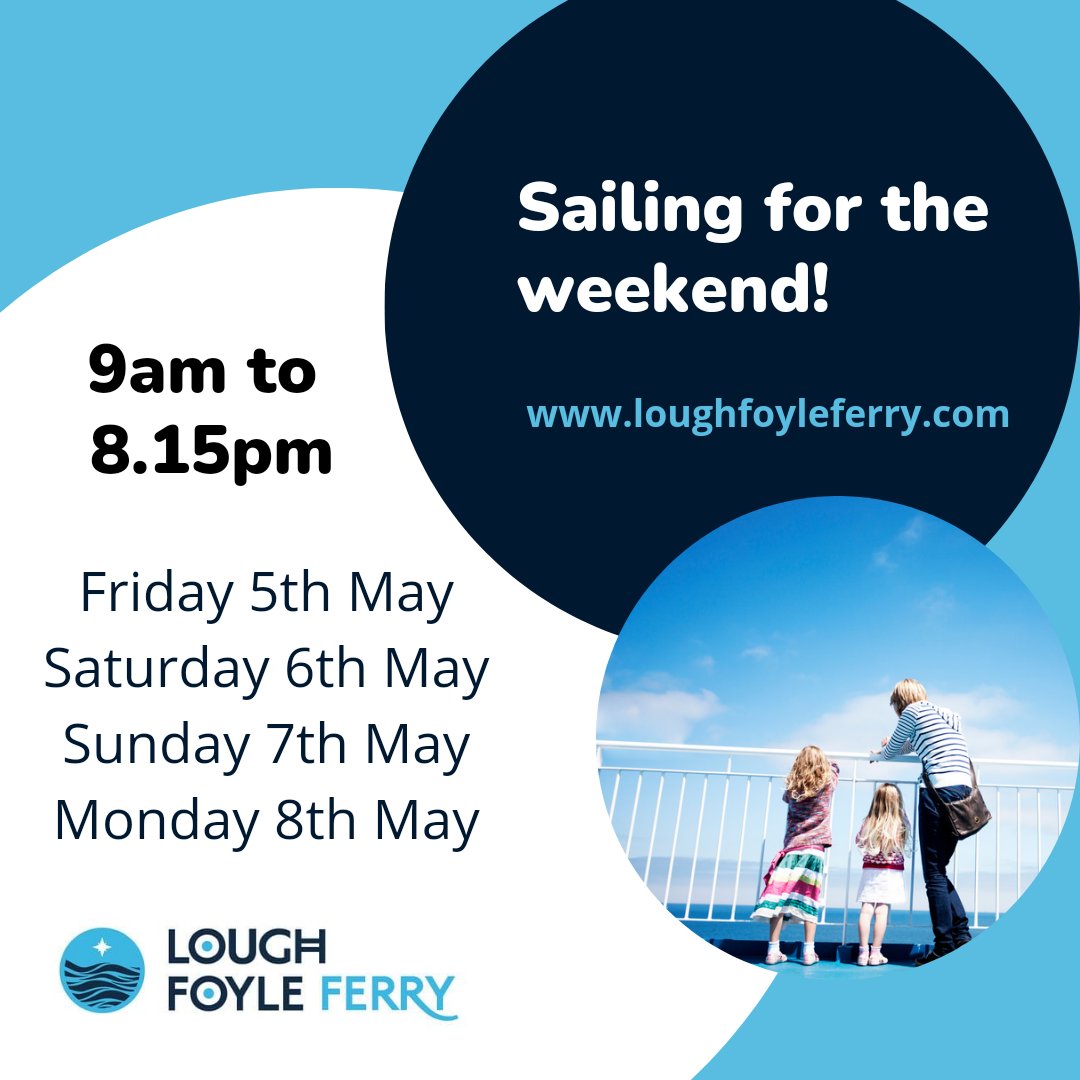 Sailing for the #bankholiday weekend! Buy your tickets online or when you arrive tickets.loughfoyleferry.com