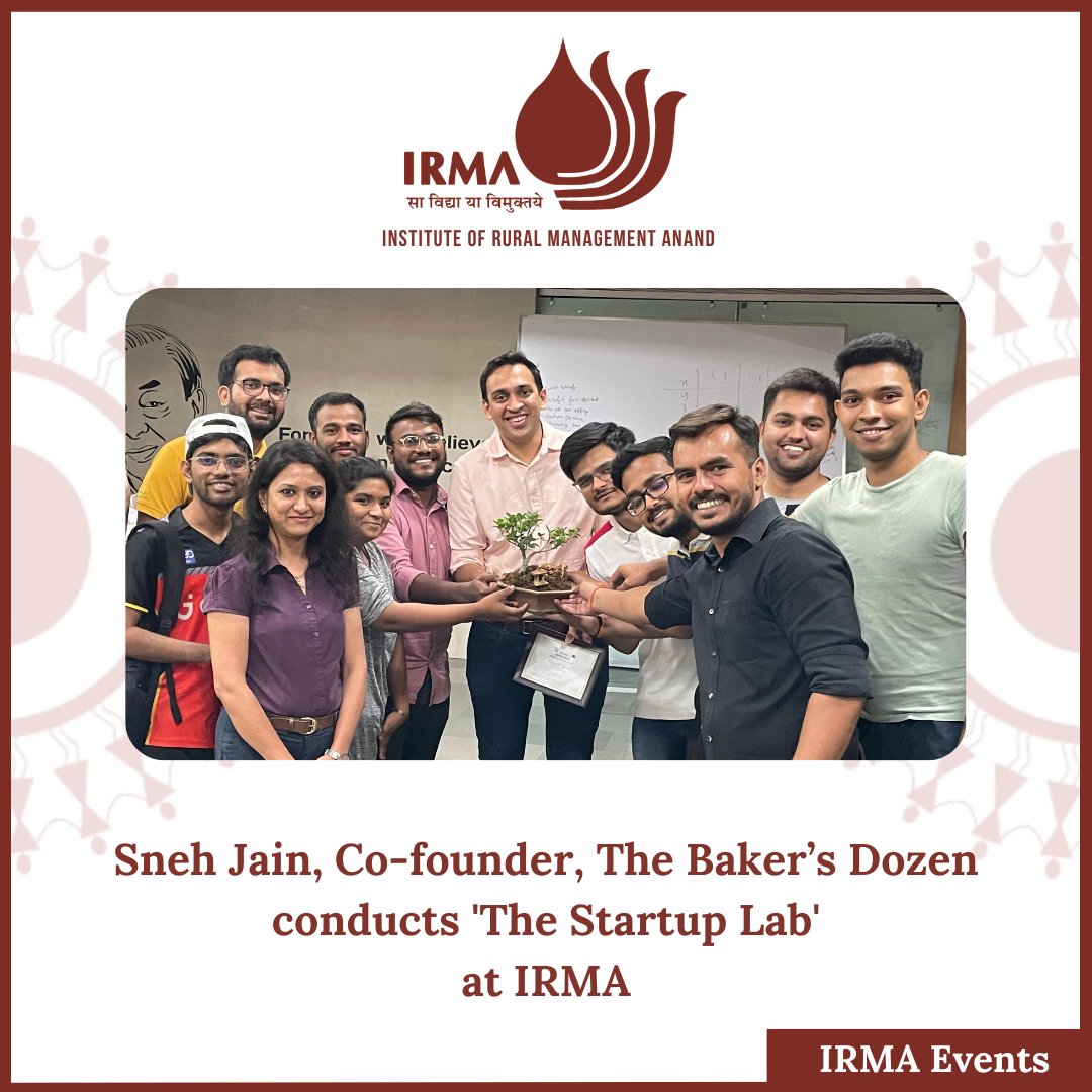 IRMAOfficial79's tweet photo. Mr. Sneh Jain, Co-founder, The Baker's Dozen, recently conducted a unique workshop titled, ‘The Startup Lab’, that took the participants through the thought process behind a startup, its life cycle, and much more!
#IRMA #thestartuplab #startup #founders #founderstories https://t.co/UE5X6DG5t7