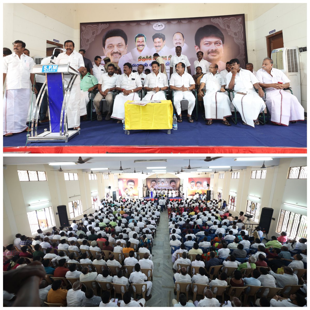 Anbil_Mahesh's tweet photo. சமூகநீதி - சமத்துவம் - மாநில உரிமைகளை ��ிலைநாட்டும் வகையில்  ''திராவிட மாடல்'' ஆட்சி நடத்தும் மாண்புமிகு முதலமைச்சர் @mkstalin அவர்களுக்கும், கழகத்திற்கும் "2024 நாடாளுமன்றத் தேர்தலில் மாபெரும் வெற்றி கிடைக்க உழைப்போம்" என திருச்சி(தெ) மாவட்டம், மாநகரத்தின் சார்பாக நடராஜபிள்ளை சரஸ்வதி அம்மாள் மண்டபத்தில் நடைபெற்ற செயல்வீரர்கள் கூட்டத்தில் மாண்புமிகு அமைச்சர் அண்ணன் @KN_NEHRU அவர்களின் முன்னிலையில் உறுதியேற்றோம்.
@AnaikattuDMK
#trichy_south_dmk