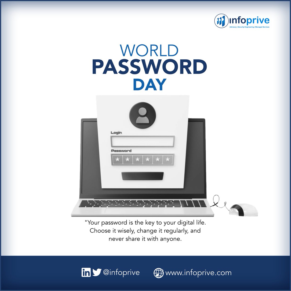 cybervergent's tweet photo. Did you know, one million passwords are stolen every week?

On this #WorldPasswordDay, endeavor to create stronger passwords for all your online accounts. Here are some tips for creating a strong password:
Length: Use a minimum of 12 characters; the longer, the better. https://t.co/flIYRCdwXa