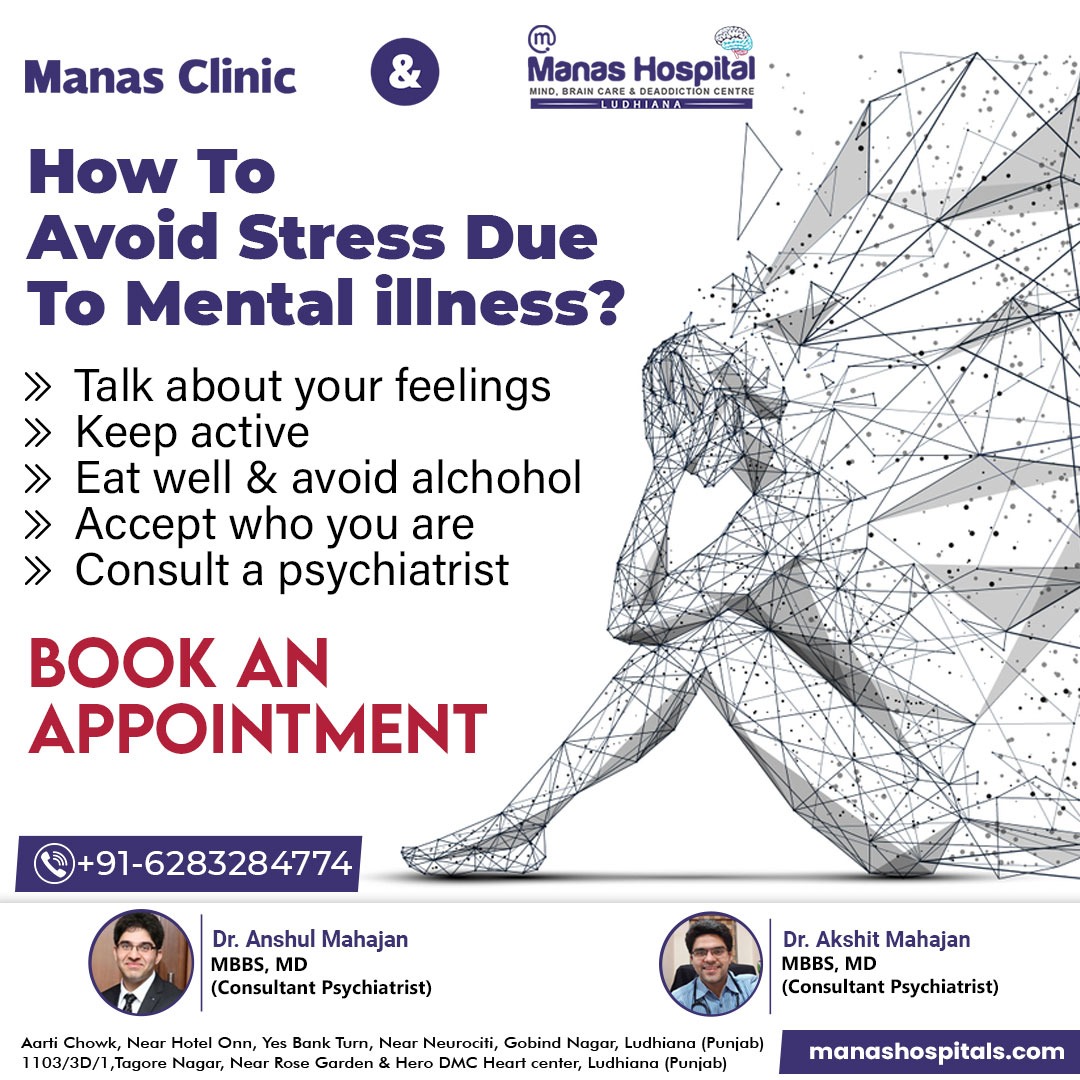 manashospital10's tweet image. How To
Avoid Stress Due
To Mental illness?
&amp;gt;&amp;gt; Talk about your feelings
&amp;gt;&amp;gt; Keep active
Eat well &amp;amp; avoid alchohol
» Accept who you are
&amp;gt;&amp;gt; Consult a psychiatrist
+91-6283284774
#avoidstress #stressduetomental #mentalissue  #fellings #mentalillnesses #streets  #fellingrelax