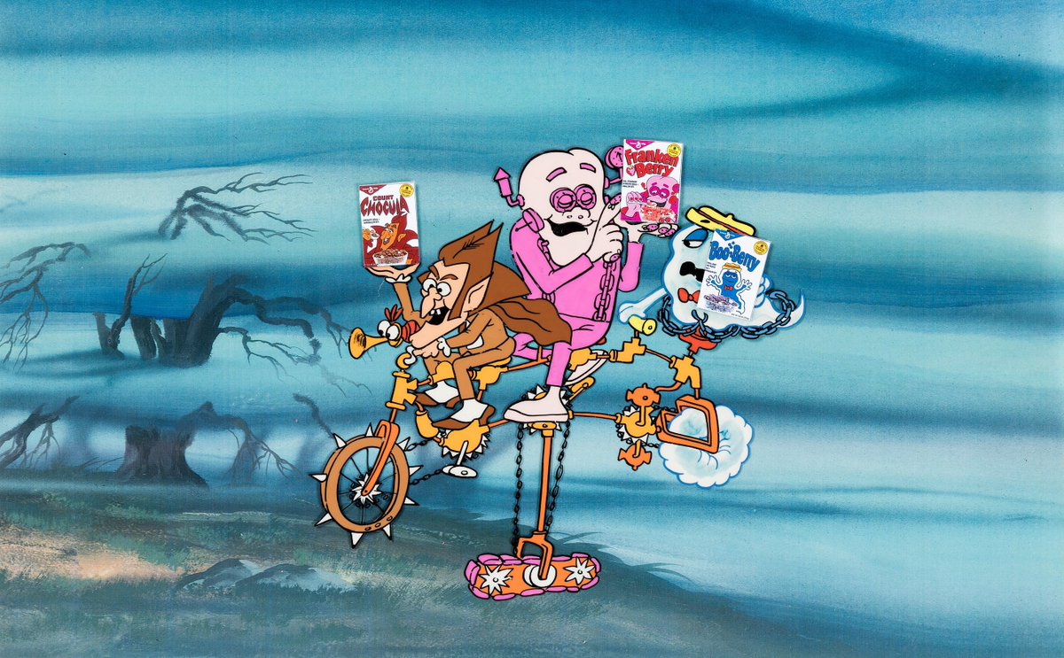 Terror_By_Night's tweet image. Count Chocula, Frankenberry and Boo Berry TV Commercial Production Cel (General Mills, 1973)
.
#TerrorByNight #CountChocula #Frankenberry #BooBerry #ClassicHorror #VintageHorror #MonsterKid #GeneralMillsMonsterCereals #BreakfastCereal
.