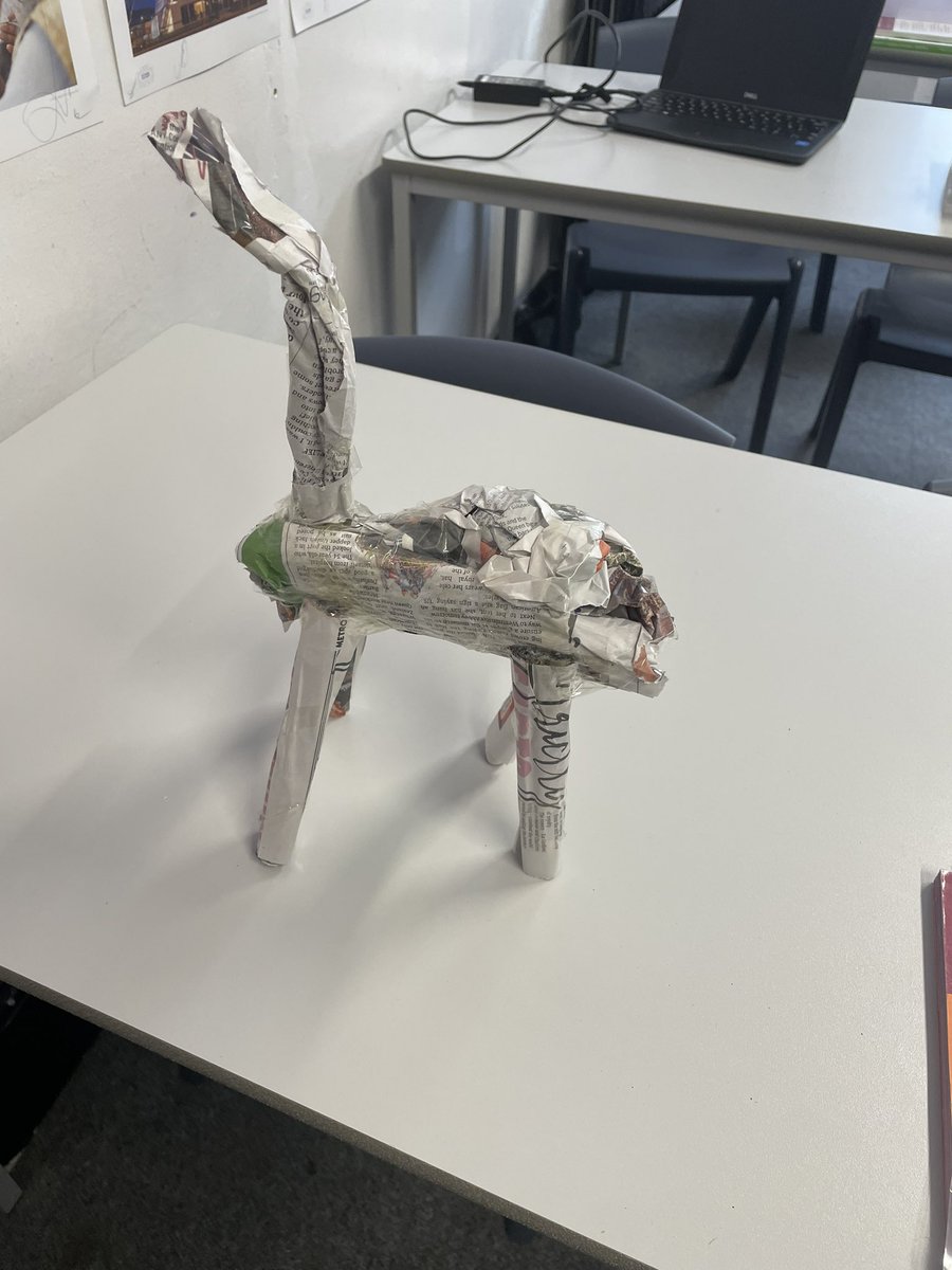 Thank you to @Spiralskills for our workshop today. Here are some of our students building a giraffe out of newspaper! #Gatsbybenchmarks