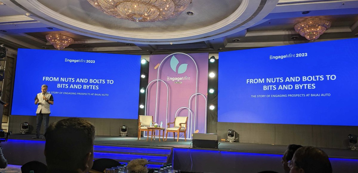 WebEngage's tweet image. &quot;Human beings remember stories, not funnels,&quot; says Manik Nangia, CDO at @_bajaj_auto_ltd. 

#EngageMint2023 #WebEngage #RetentionSimplified 🚀