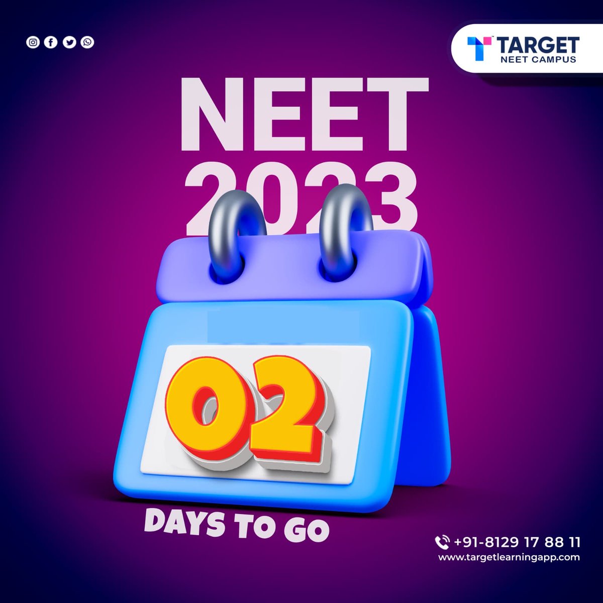 NEET 2023

02 Days To Go

#neet #neet2023 #neetcrashcourse #neet2023preparation #neetphysics #neetphysicsguide #neetphysicsformula #neetchemistry  #neetbiology #neetbiologypreparation #neetbiologynotes #neetbiologytricks   #targetlearningapp