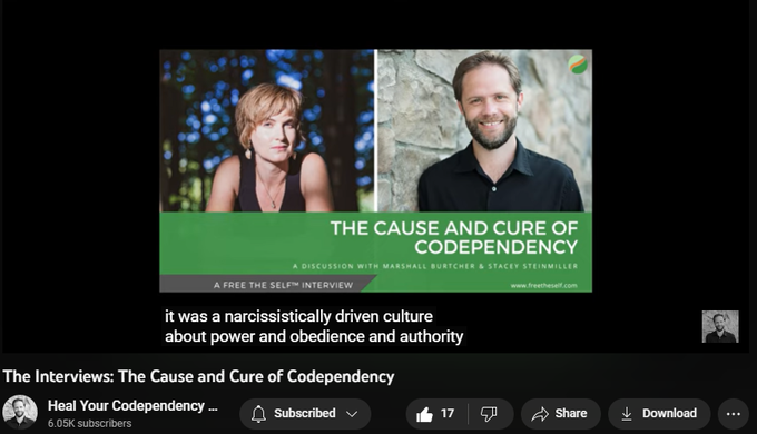 255 views  28 Apr 2023
Stacey and Marshall discuss the origins of codependency, how needs are factored in, and how to actually heal and be free of your codependency.

You can follow Stacey Steinmiller here:    

 / @theradicalevolution  

***

Seeking help in healing codependency? Join The Heal Your Codependency Community and get access to weekly experiments, practices, and support in your healing journey: https://community.freetheself.com


***

Connect with me on social media and via email, and learn more about how I heal codependency permanently even when therapy and self-help efforts have failed you: https://links.freetheself.com