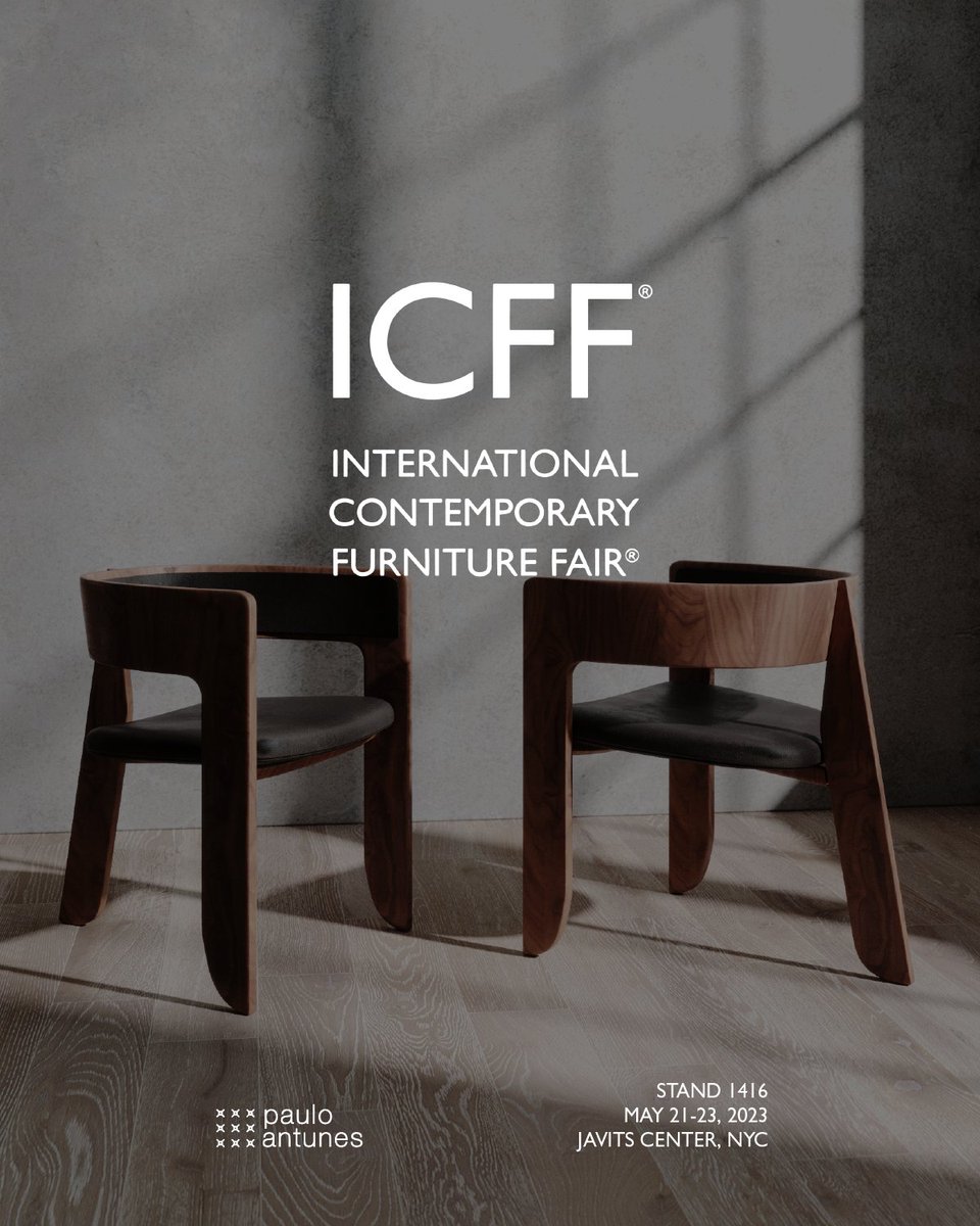 We’ll be attending  the upcoming ICFF fair in NYC this May. From May 21st to May 23rd, you can find us at booth 1416 showcasing our exceptional designs.

Book a meeting with us
✉️ info@pauloantunes.net

#ICFFfair #icff #nyc #interiordesign #designfair #savethedate #bookameeting