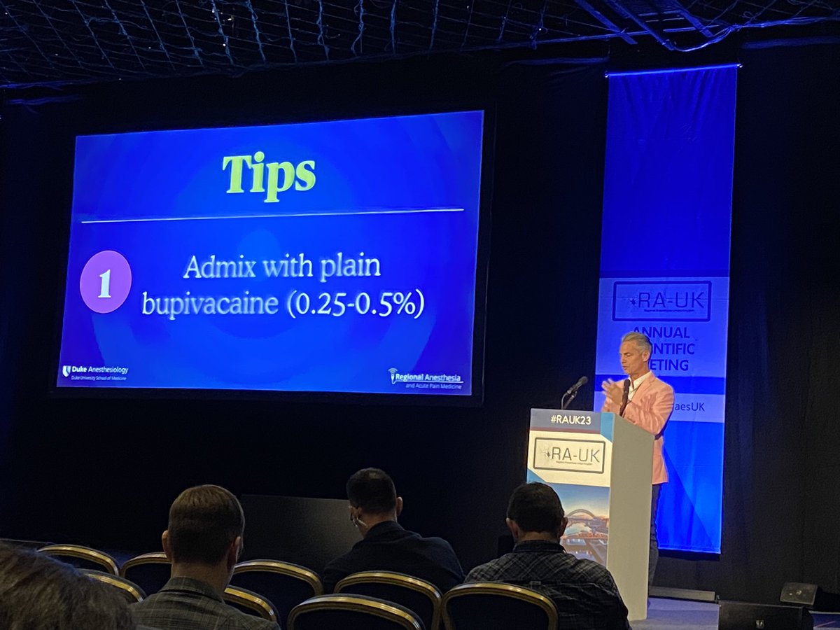 BucksUSGRA's tweet image. Now @jeffgadsden talking on #Exparel 

When compared to placebo it does reduce opioid consumption 

Tips - Admix with plain bupivacaine