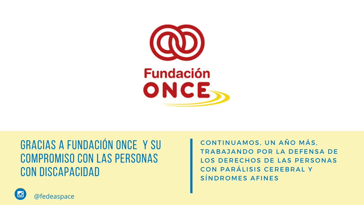 fedeaspace's tweet photo. Gracias a @fundaciononce por su compromiso con las personas con discapacidad, seguimos un año más, trabajando desde la Federación Asturiana de Organizaciones de atención a personas con parálisis cerebral y afines por la defensa de nuestros derechos. https://t.co/97O2uK5zYE