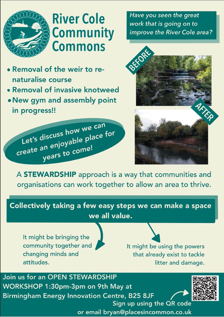 📅Next Tuesday 1:30pm📅

Join us for an Open Stewardship workshop <a href="/bhamenergy/">Birmingham Energy</a> to discuss future plans for #RiverCole

Sign up here eventbrite.co.uk/e/river-cole-c…