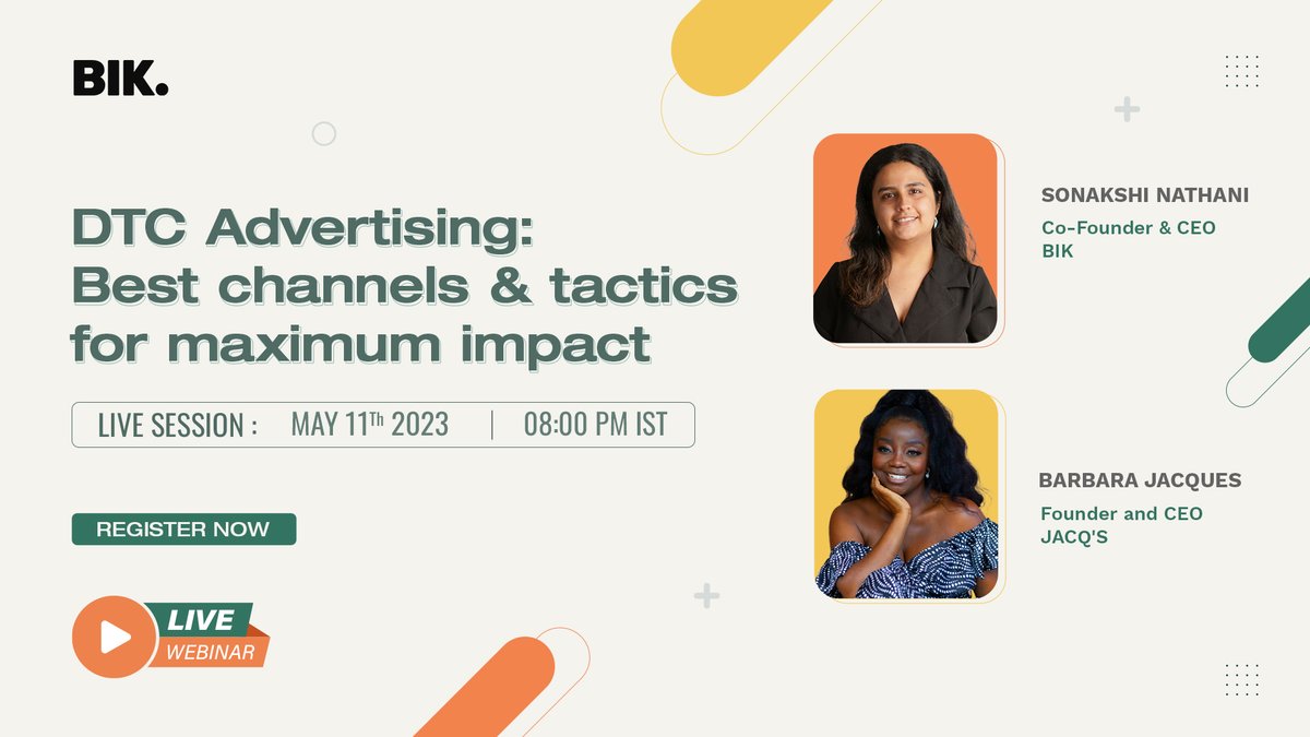 Bikglobal's tweet photo. We are hosting a live webinar with
@BarbaraJacques, the founder and CEO of Jacq's. 
You will gain insights on - #Profitable channels for DTC #eCommerce brands, How to embrace #AI, global standards &amp; strategies.

Join us! https://t.co/eYK3ewhAHw

#webinar #ecommercebusiness https://t.co/iisRucLxIT