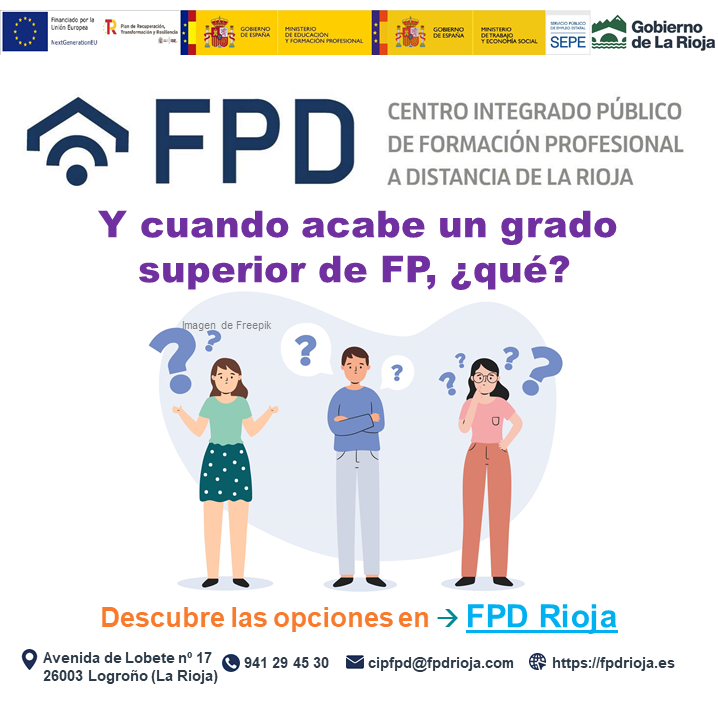 cipfpd_rioja's tweet photo. ¿Conoces las opciones que tienes al acabar un grado superior de Formación Profesional?
Descúbrelo --> te lo contamos en el siguiente enlace:
https://t.co/1bUwp7FBFZ
#fp #todofp #fprioja #educacion #university #online #estudiafp #fpcuéntalo #cursosonline #distance #education https://t.co/k3Pb3vUnhq