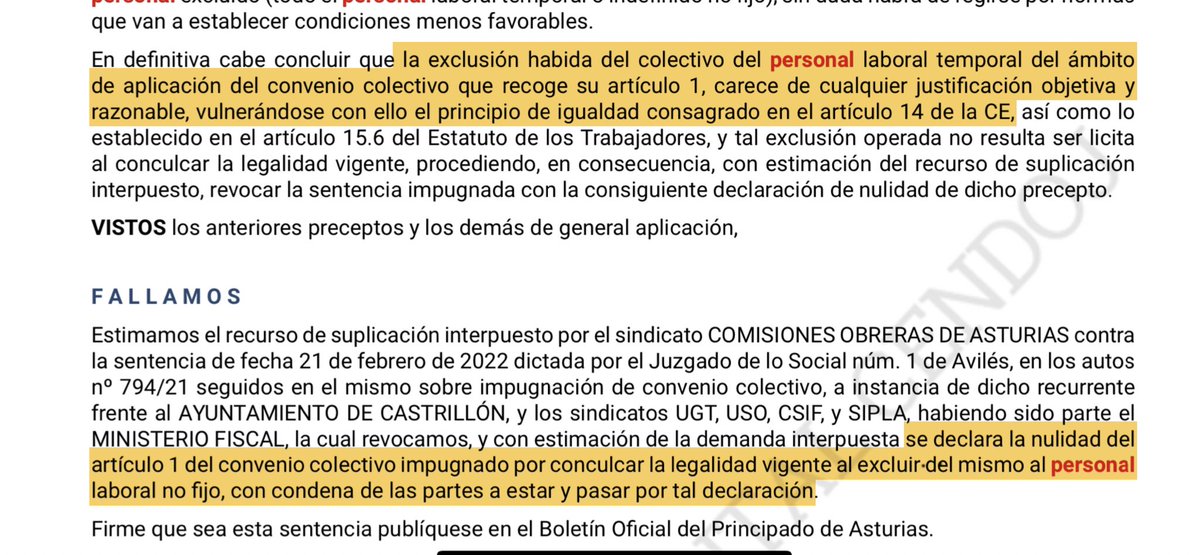 soscastrillon's tweet photo. 1️⃣ Nuestra única petición es que se cumpla la sentencia 01471/2022 del TSJ de Asturias, con fecha JUNIO 2022, en la cual el juez explica que el ayuntamiento nos discriminó por nuestra condición de no fijos https://t.co/W05qLLEvPi