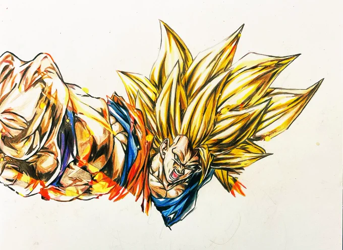 少ししか進みませんでした #ドラゴンボール #レジェンズ #悟空3龍拳爆発 #色鉛筆 #模写