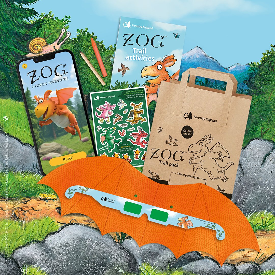 ForestryEngland's tweet photo. Are you planning an adventure to your local #ZogTrail this #BankHolidayWeekend? 🌠

Don’t forget to download the 'Zog: A Forest Adventure' app before you visit and grab a trail pack on site! 👉 https://t.co/51ySeETlDE https://t.co/D9vZTplhuF