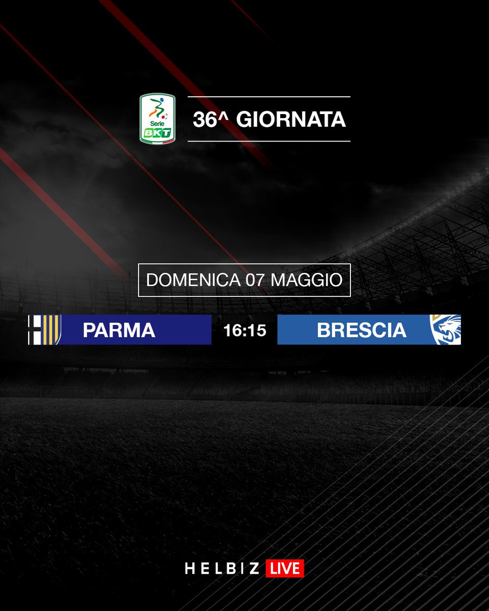 Giornata 36 di #SerieBKT 🏟️                                                                                                                                      Si comincia con Perugia 🆚 Cagliari 
Sabato 7 partite tra le 14 e le 16:15 🚀
Domenica alle 16:30  Parma 🆚 Brescia