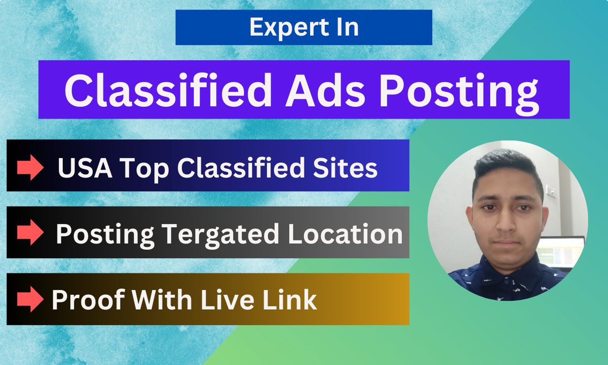 dmsbd542003's tweet photo. I will do classified ads posting in top USA classified sites
#classifiedposting #freeclassified #classifiedadpost #adposting #classifiedads #seo #backlinks #backlink #promotion #marketing #DigitalMarketing #socialmediamarketing https://t.co/sszWGIwiVk