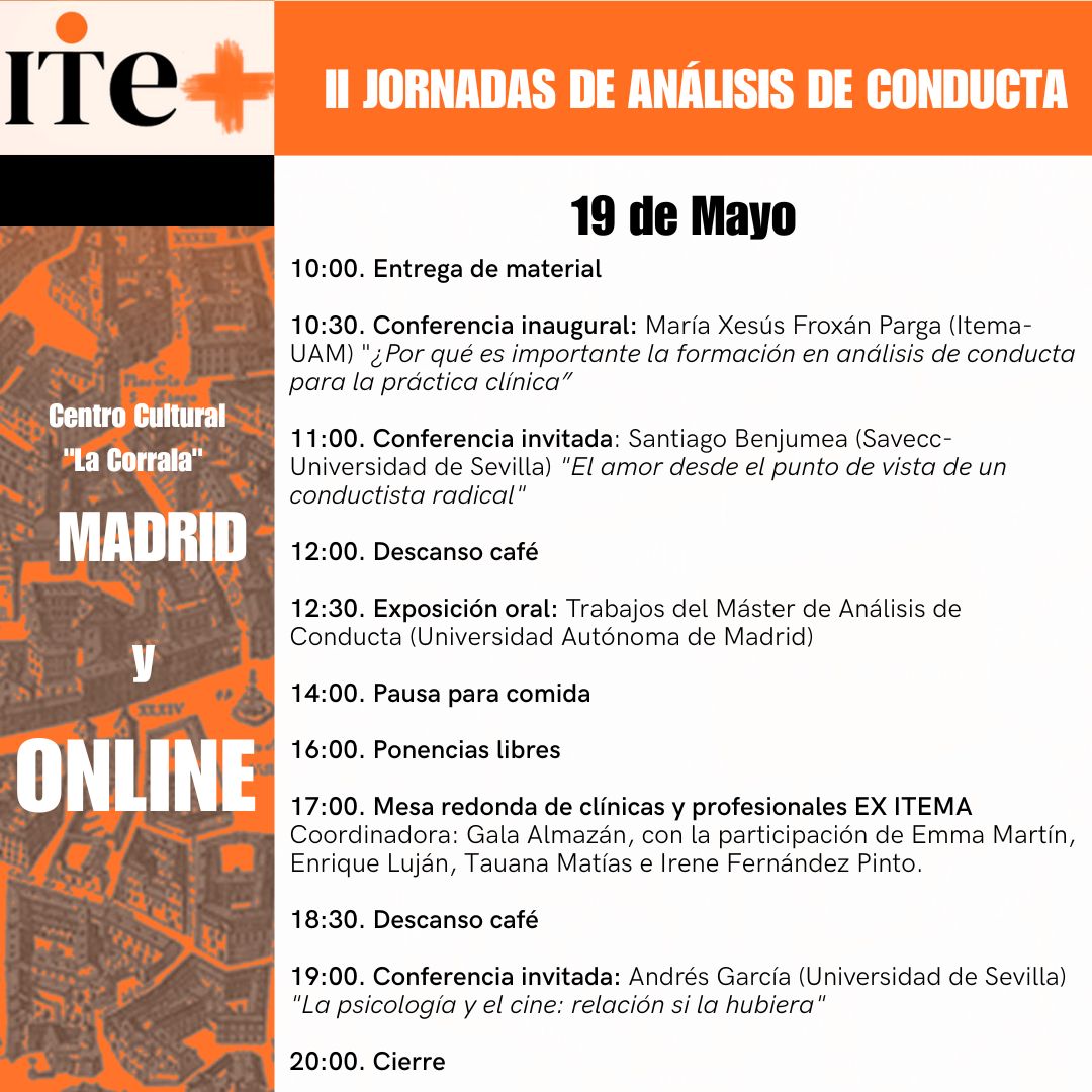 ITEMAPsicologos's tweet photo. ¡Ya está aquí! Nos complace compartir con vosotros el programa del próximo ITE + (II Jornadas de Análisis de Conducta). https://t.co/QPzqHI4j6J