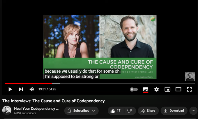 255 views  28 Apr 2023
Stacey and Marshall discuss the origins of codependency, how needs are factored in, and how to actually heal and be free of your codependency.

You can follow Stacey Steinmiller here:    

 / @theradicalevolution  

***

Seeking help in healing codependency? Join The Heal Your Codependency Community and get access to weekly experiments, practices, and support in your healing journey: https://community.freetheself.com


***

Connect with me on social media and via email, and learn more about how I heal codependency permanently even when therapy and self-help efforts have failed you: https://links.freetheself.com