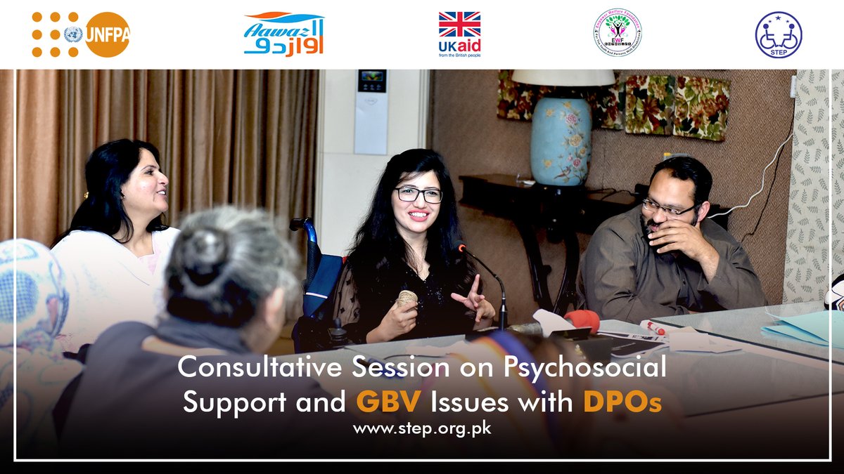 STEPPakistan's tweet photo. 𝐂𝐨𝐧𝐬𝐮𝐥𝐭𝐚𝐭𝐢𝐯𝐞 𝐒𝐞𝐬𝐬𝐢𝐨𝐧 𝐨𝐧 𝐏𝐬𝐲𝐜𝐡𝐨𝐬𝐨𝐜𝐢𝐚𝐥 𝐒𝐮𝐩𝐩𝐨𝐫𝐭 𝐚𝐧𝐝 GBV 𝐈𝐬𝐬𝐮𝐞𝐬 𝐰𝐢𝐭𝐡 𝐃𝐏𝐎𝐬 held in Peshawar on 20th April 2022
#STEP #STEPPakistan #UNFPA #UKAID #Disabilityrights #Womenwithdisabilities #Endgenderbasedviolence #StopGBVagainstWWD https://t.co/lU4KPb1MFL
