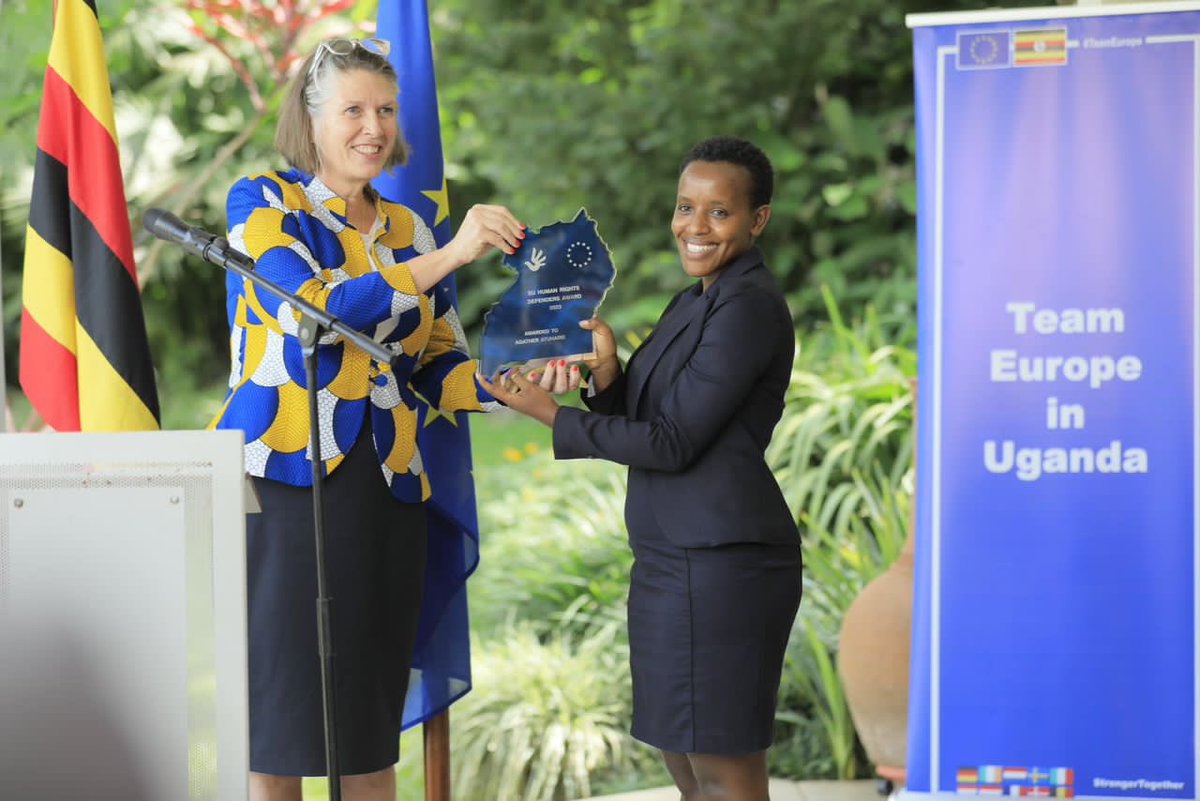 AAgather's tweet photo. I was honored to receive the prestigious @EUinUG Human Rights Defender’s award 2023. I still can’t believe it. I think I had underestimated my work and contribution in this struggle for a Uganda that works for us all. I thank the @EUinUG, the @NLinUganda, Ambassador @Karin_Boven https://t.co/ioXtUIyugi