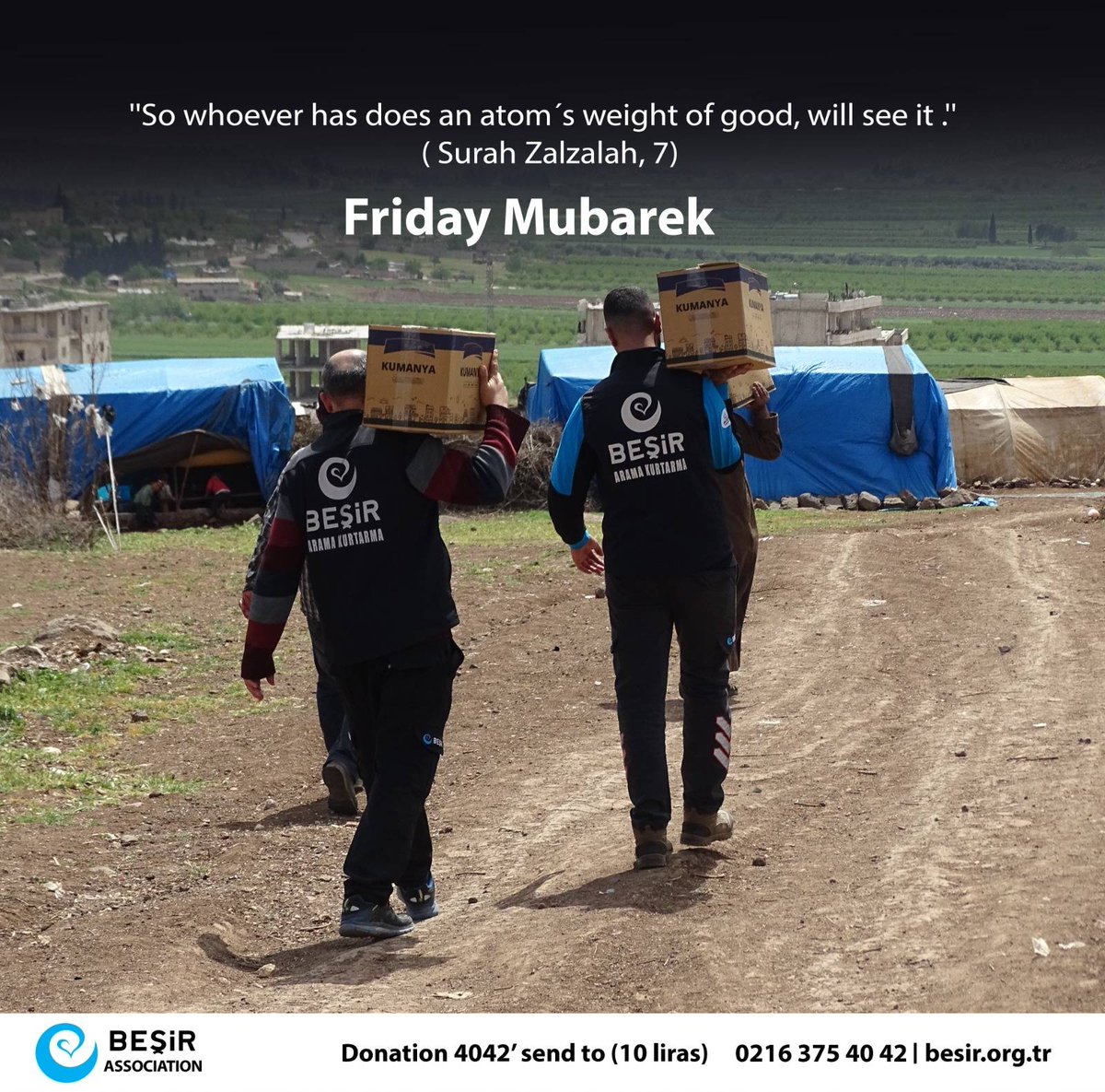 BesirAssoc's tweet photo. "So whoever has does an atom's weight of good, will see it." (Surah Zalzalah, 7)

Friday Mubarek https://t.co/LW554Ub2CI