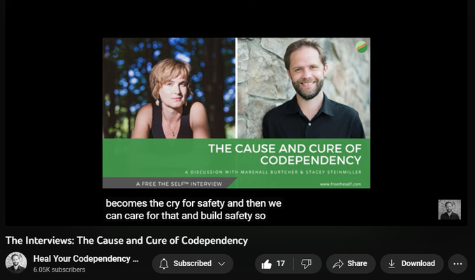 255 views  28 Apr 2023
Stacey and Marshall discuss the origins of codependency, how needs are factored in, and how to actually heal and be free of your codependency.

You can follow Stacey Steinmiller here:    

 / @theradicalevolution  

***

Seeking help in healing codependency? Join The Heal Your Codependency Community and get access to weekly experiments, practices, and support in your healing journey: https://community.freetheself.com


***

Connect with me on social media and via email, and learn more about how I heal codependency permanently even when therapy and self-help efforts have failed you: https://links.freetheself.com