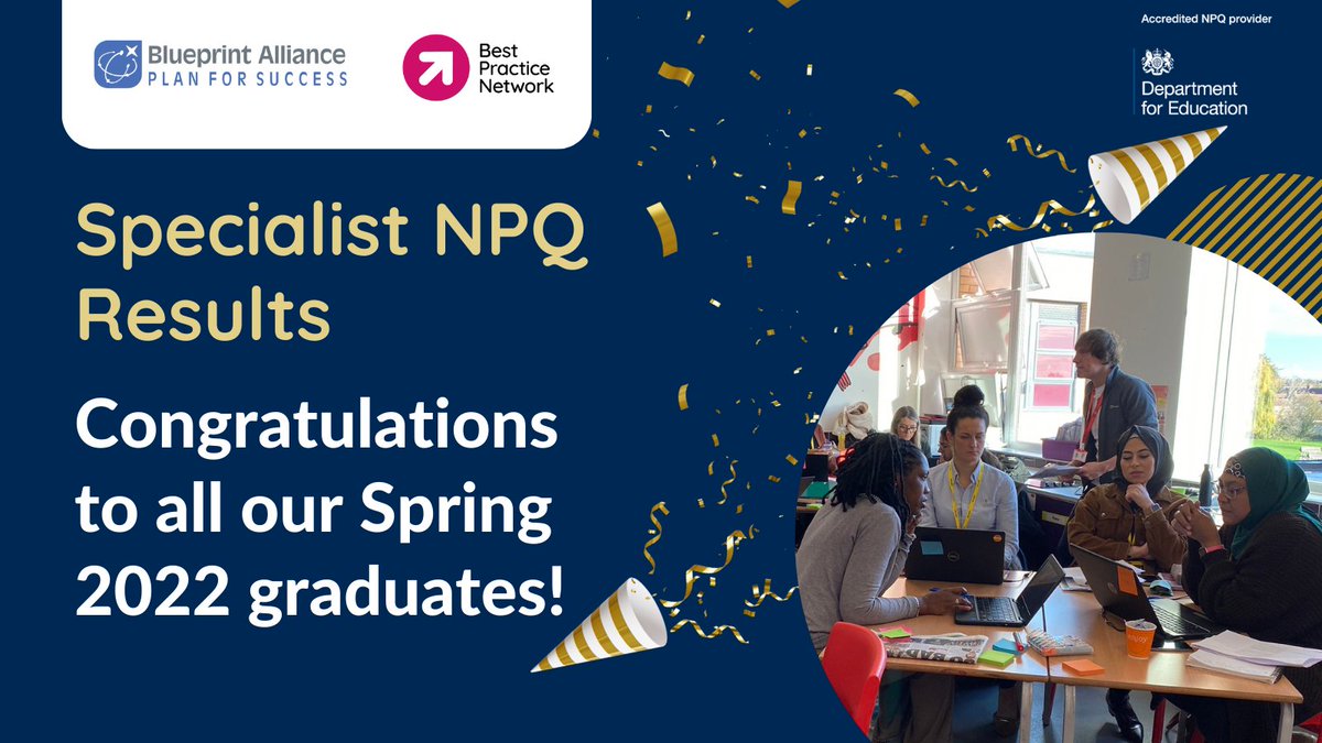 Congratulations to our NPQ Spring 22 cohort on successfully completing their specialist NPQ! Develop your professional skills with a specialist NPQ course. For more information, go to ow.ly/zgy850OgFhQ