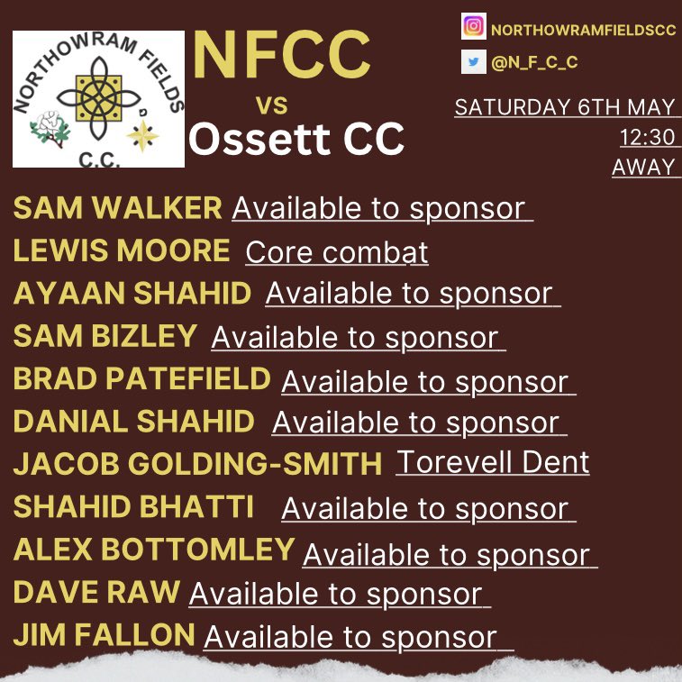 N_F_C_C's tweet photo. Teams for this week! #rammers https://t.co/7bpXHLrjoi