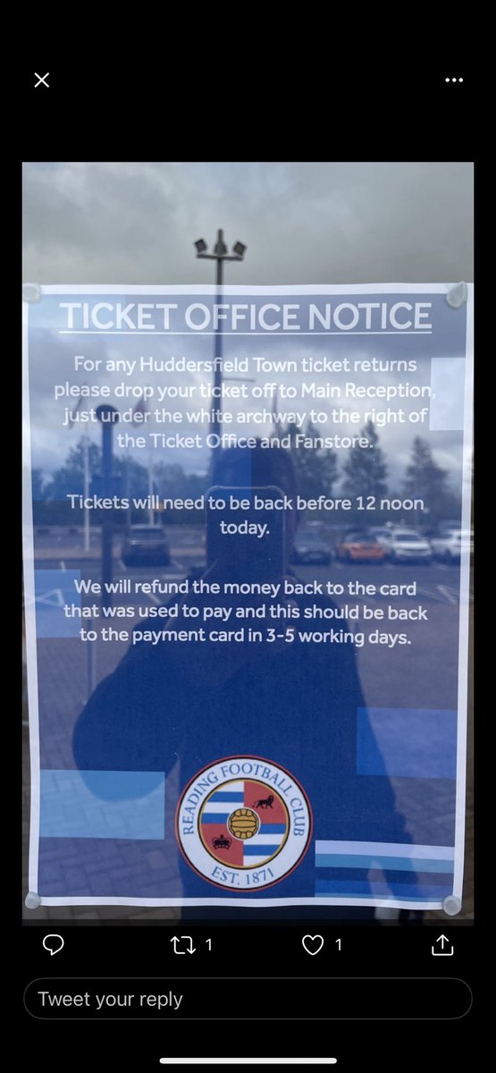 zmorris21's tweet photo. @rfctom Apparently you can get a refund if done before 12pm today https://t.co/cST06lT2cT