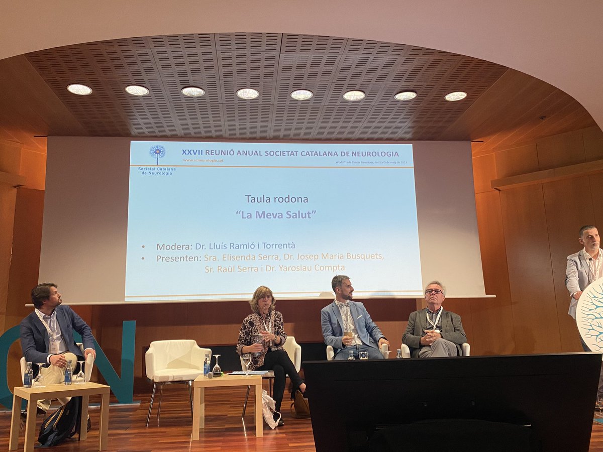 consellpacients's tweet photo. Taula Rodona “La Meva Salut” a la Reunió anual de la @SCatalanaNeuro.

@llramio modera. Hi participen Sra. Elisenda Serra, Sr. Raül Serra, Dr. Josep M. Busquets i Dr. Yaroslau Compta.

Com ha de ser l’accés a les dades? https://t.co/Il5Ubncooi