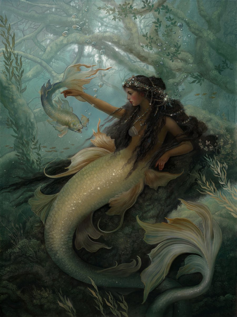 'Silver Echo' 12x16 inches, oil on wooden panel painted for @forbiddengms
Prints are up on Gallery Gerard 🌿 gallerygerard.com/store/silver-e…
#mermay #mermay2023 #boardgameart