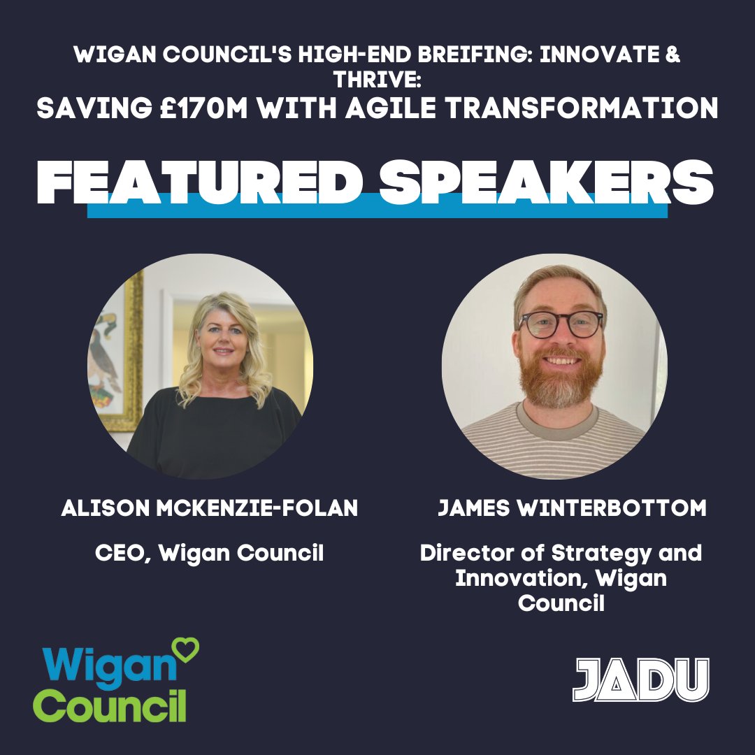 We're thrilled to announce that we'll be joined by Alison Mckenzie-Folan, CEO at Wigan Council and James Winterbottom, Director of Strategy&amp;Innovation at Wigan Council, at our event in #collaboration with <a href="/WiganCouncil/">Wigan Council</a> on 18th May!

Book your spot 👉 bit.ly/3AU96Gt