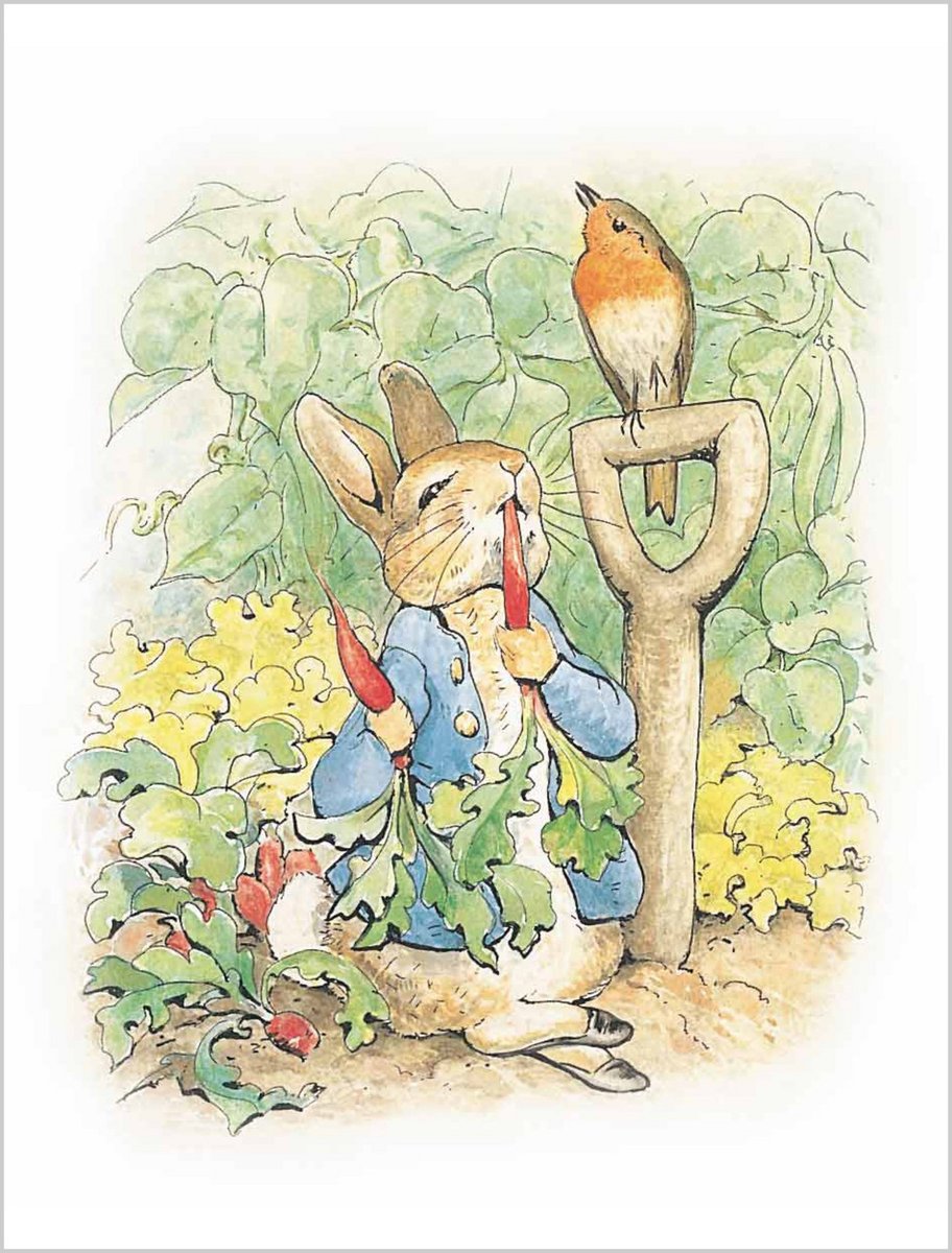 Today it’s Eat What You Want Day
Peter Rabbit is eating radishes. What are you eating? We hope it's not a rabbit!!
(C) Frederick Warne & Co. Ltd, 2002

#BeatrixPotter #EatWhatYouWantDay #PeterRabbit