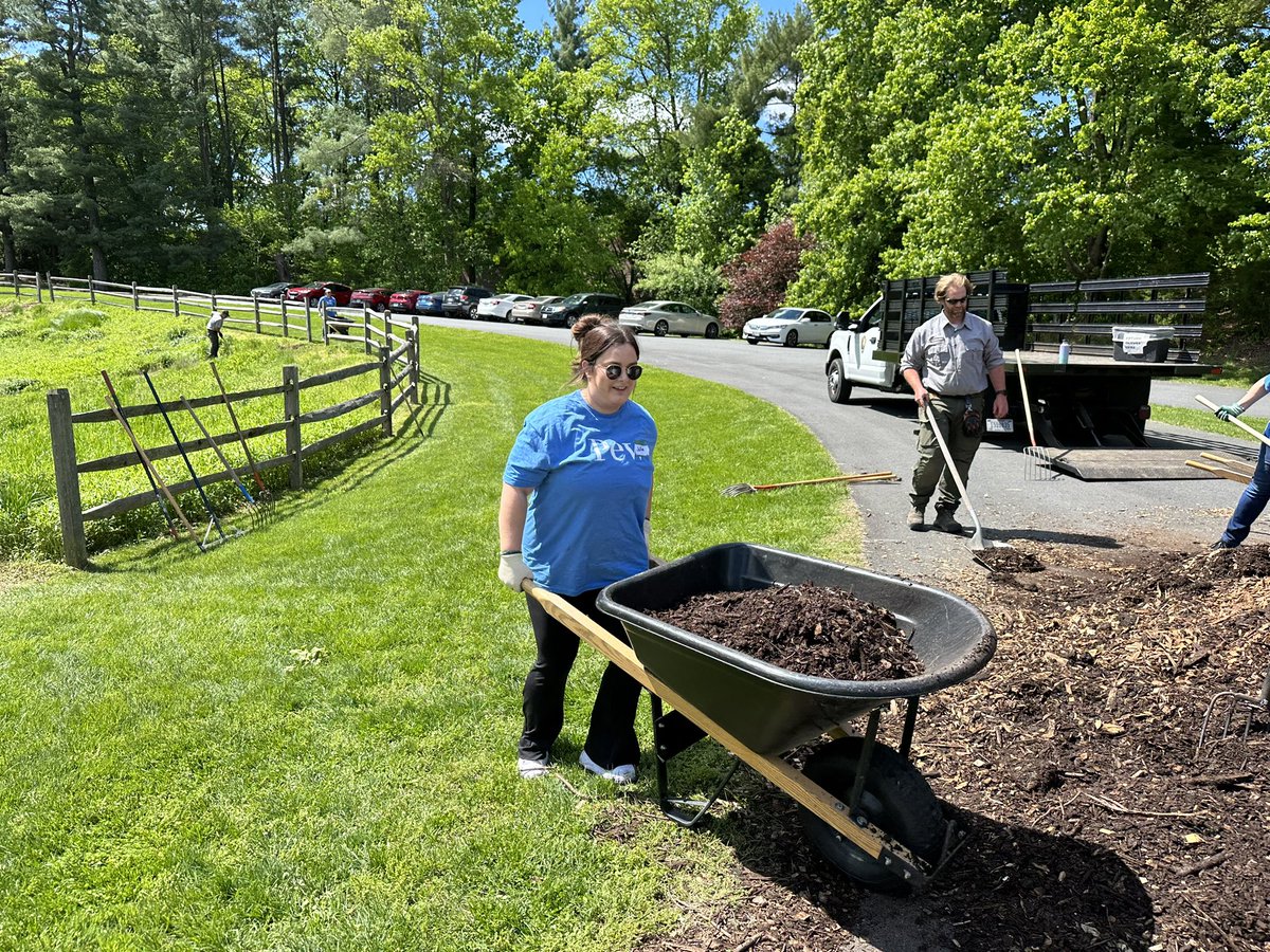 Enjoying the beautiful weather and camaraderie with <a href="/pewtrusts/">The Pew Trusts</a> colleagues doing grounds work together  with <a href="/NatlParkService/">National Park Service</a> celebrating our 75th anniversary! #Pew75