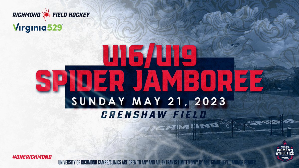 There is still time to sign up for the Spider Hockey Jamboree! 

Who: U16 &amp; U19 club teams, U19 individuals
When: May 21, 2023
Where: Crenshaw Field

Register &amp; for more info: spides.us/42jBUnw
#OneRichmond