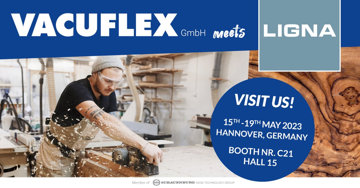 Your Specialist for Hoses in Woodworking!

Need a ticket? Just click on the link and use Code DY21G

ligna.de/de/applikation…

#LIGNA2023 #LIGNA #woodworking #wood #hoses #technology #business #flexible #abrasionresistant #ecofriendly #vacuflex