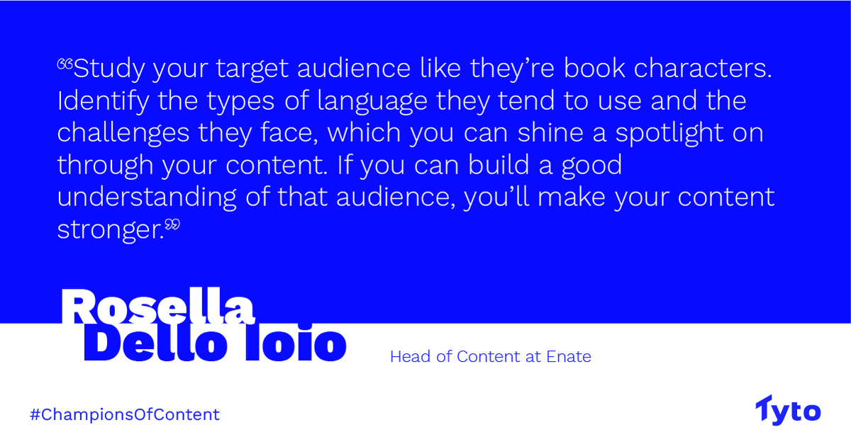 In our latest #ChampionsofContent Q&amp;A, learn about resonating content and measuring success from the Head of Content at <a href="/enateLtd/">Enate</a>, Rosella D.

A tip? 👀 Discover your audience's hobbies, language patterns, and difficulties to create compelling content.

🗞️tytopr.com/champions-of-c…
