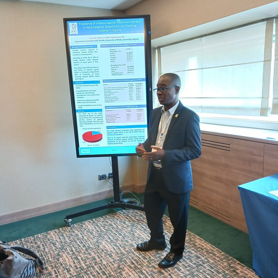 APHPN President Prof Alphonsus Isara making a presentation during the ongoing World Congress on Public Health in Rome, Italy.

#WCPH2023 #WorldinTurmoil