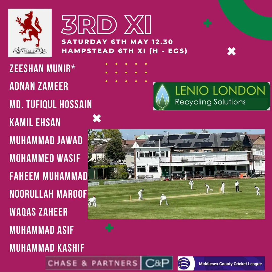 Enfield Cricket Club (@enfieldcc1856) on Twitter photo The first round of fixtures are here - a chance to set ourselves up for the season to come through strong performances.
Our 1s head over to <a href="/BrenthamCC/">Brentham CC</a>, our 2s host <a href="/SouthgateCC/">Southgate Cricket Club</a> & our 3s host <a href="/HampsteadCC/">HampsteadCricketClub</a> at Enfield Grammar School. The first round of fixtures are here - a chance to set ourselves up for the season to come through strong performances.
Our 1s head over to <a href="/BrenthamCC/">Brentham CC</a>, our 2s host <a href="/SouthgateCC/">Southgate Cricket Club</a> & our 3s host <a href="/HampsteadCC/">HampsteadCricketClub</a> at Enfield Grammar School.
