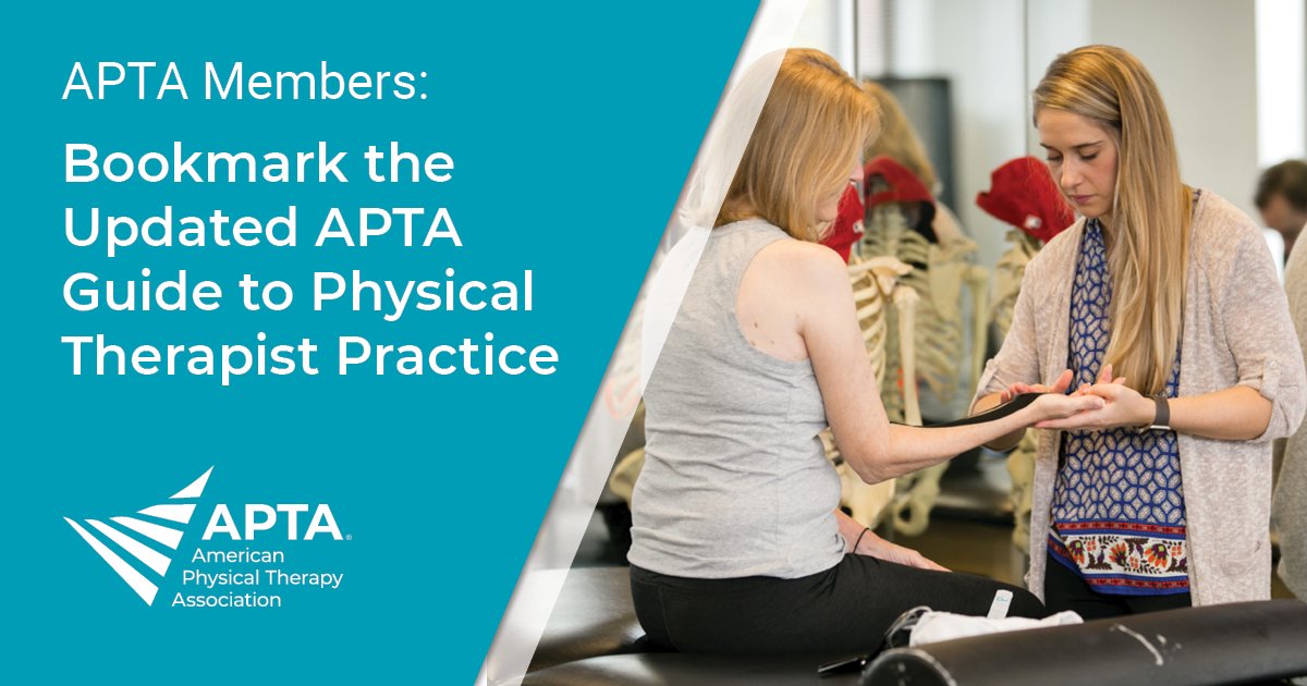 NHAPTA's tweet photo. Our profession is constantly evolving. Keep up with the latest changes with the newly revised "APTA Guide to Physical Therapist Practice." https://t.co/kUVSzngl2E https://t.co/zvBWj6YCzA