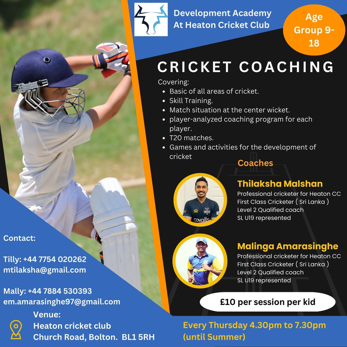 If you would like the opportunity to be coached by our amazing cricketers, contact Tilly or Mally on the contact details below #coaching #Cricket