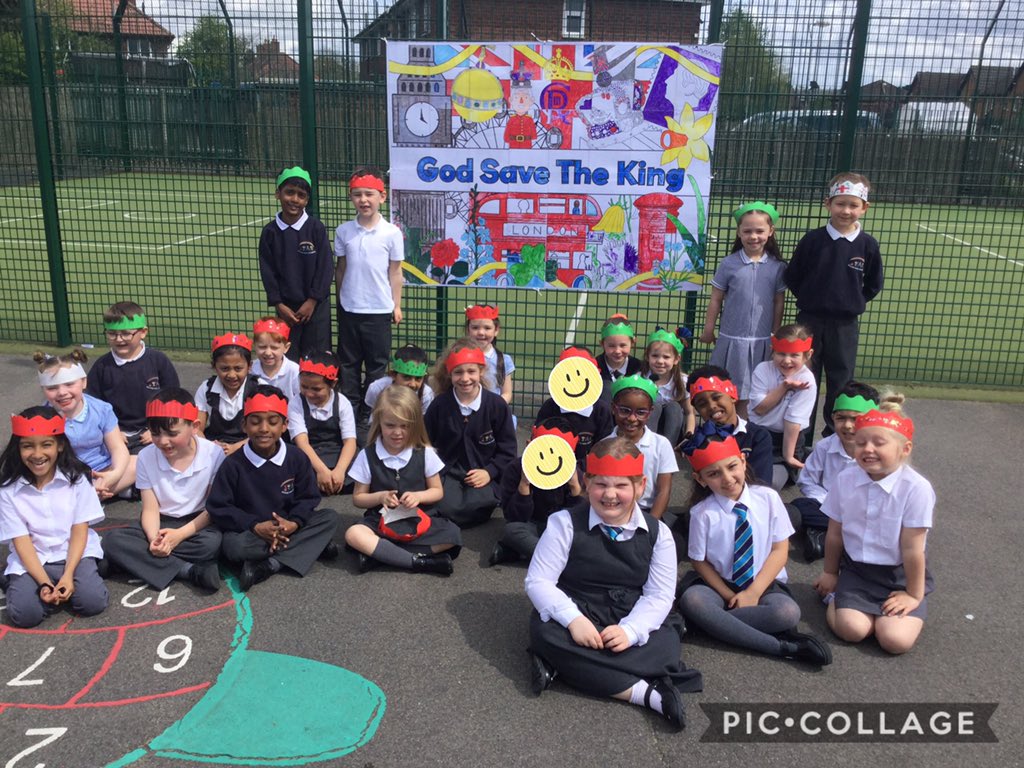 Year 1 have worked so hard on the mural for the Kings Coronation tomorrow 👑😁